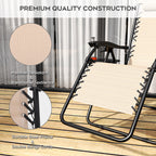 Zero Gravity Folding Lounge Chair with Headrest & Removable Tray