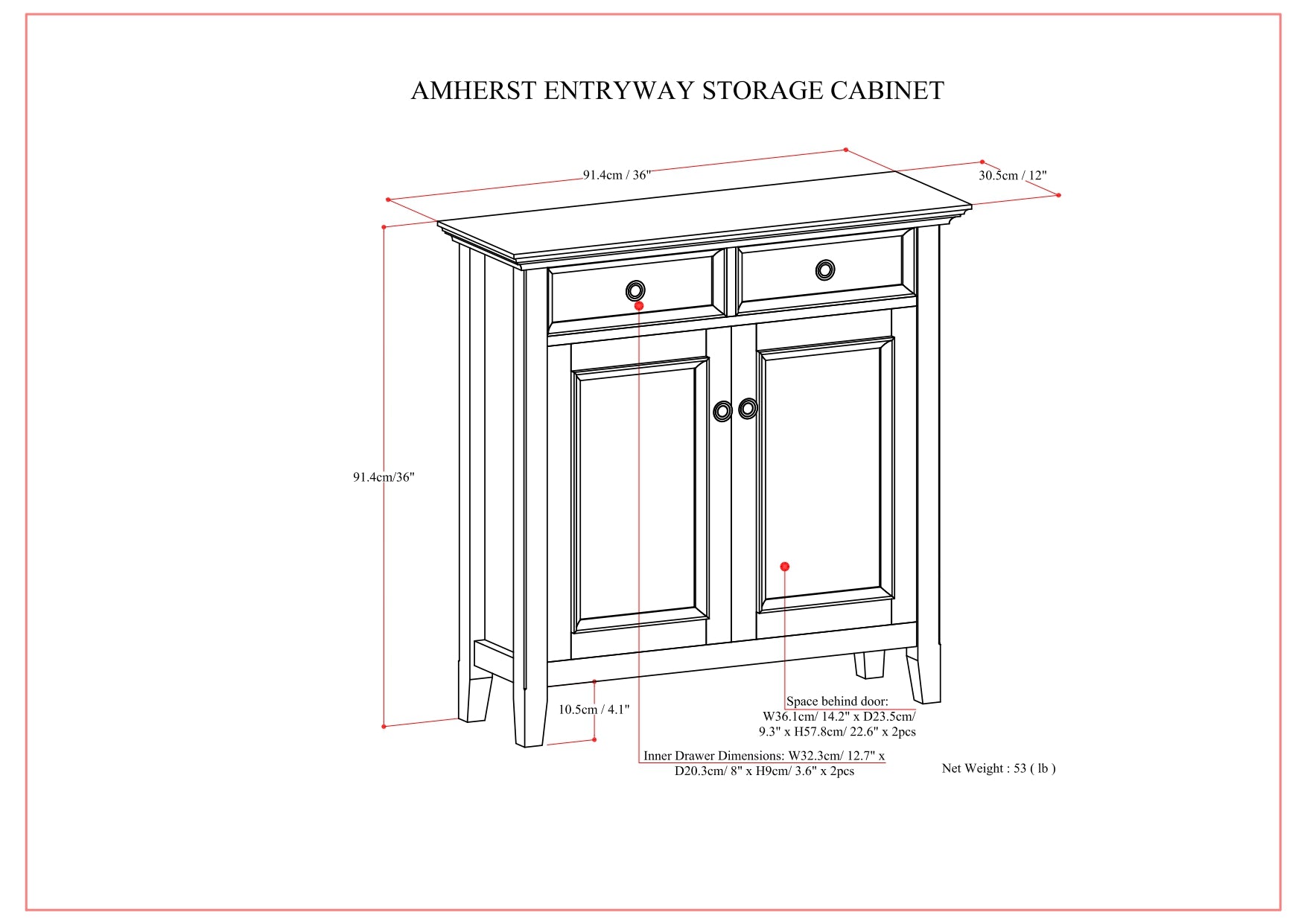 Amherst Entryway Storage Cabinet - Hickory