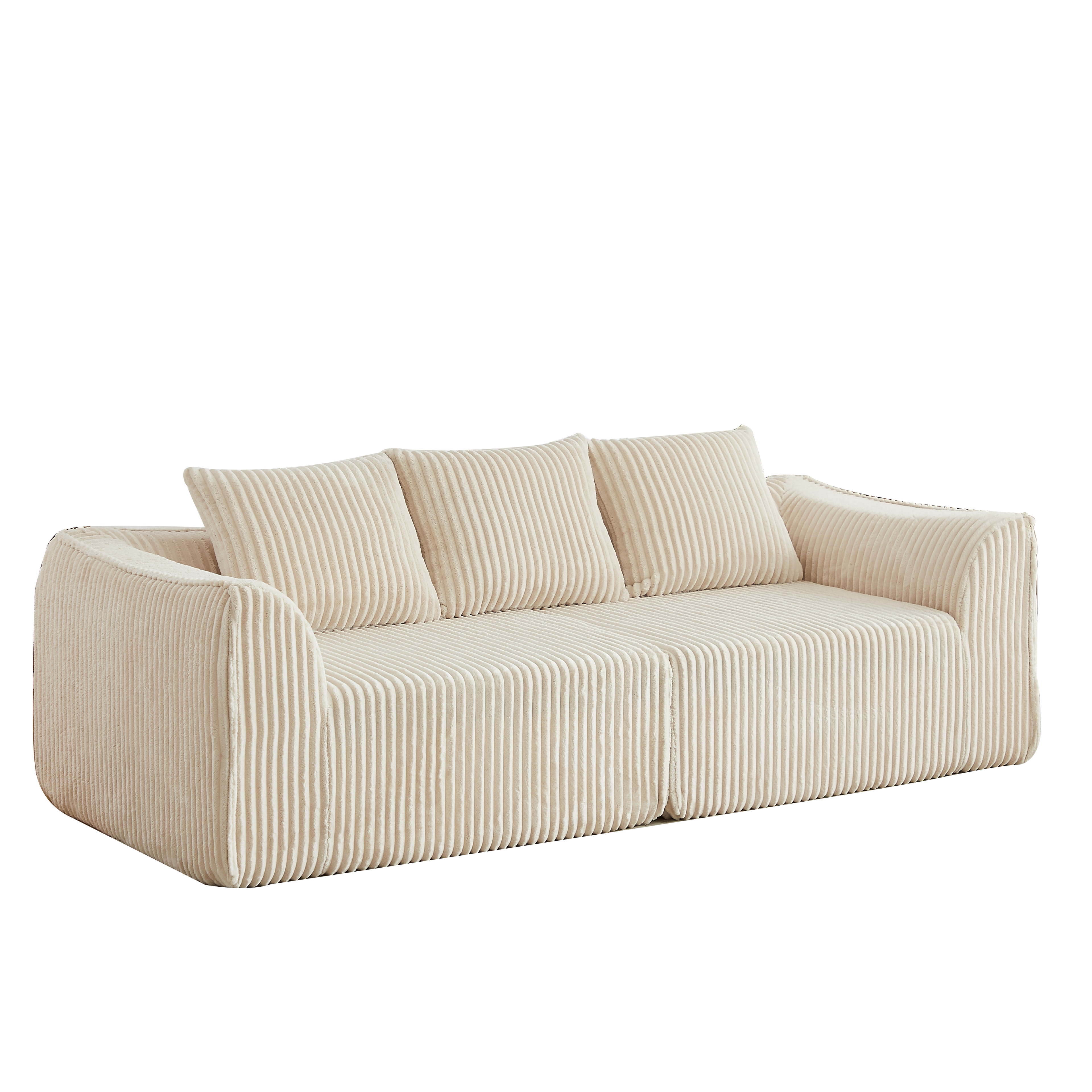 Minimalist 3-Seater Corduroy Sofa Featuring Curved Lines