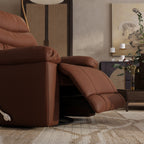 Global Home Swivel Glider Recliner with Manual Footrest In Oslo Pecan