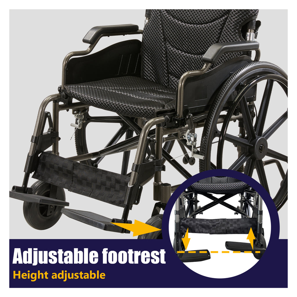 Aluminum Alloy Transport Wheelchair with 18" Seats