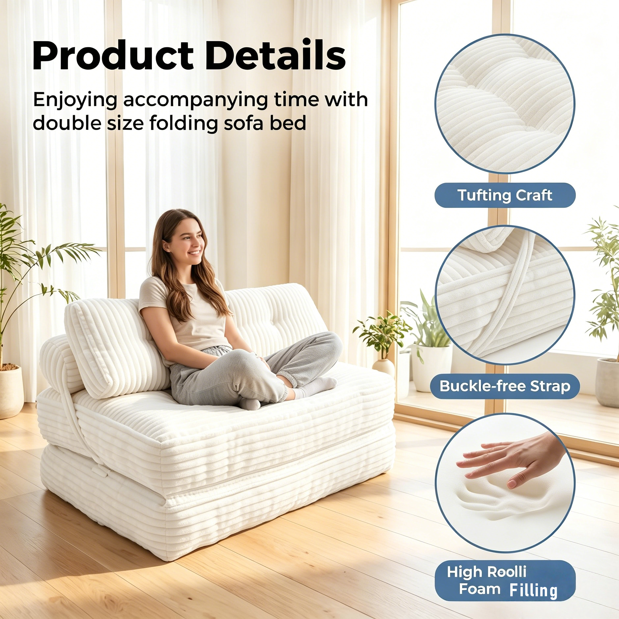 Folding Sofa Bed - Convertible Chair with Pillow