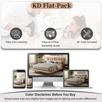 Queen Size Upholstered Floating Bed Frame with LED Lights