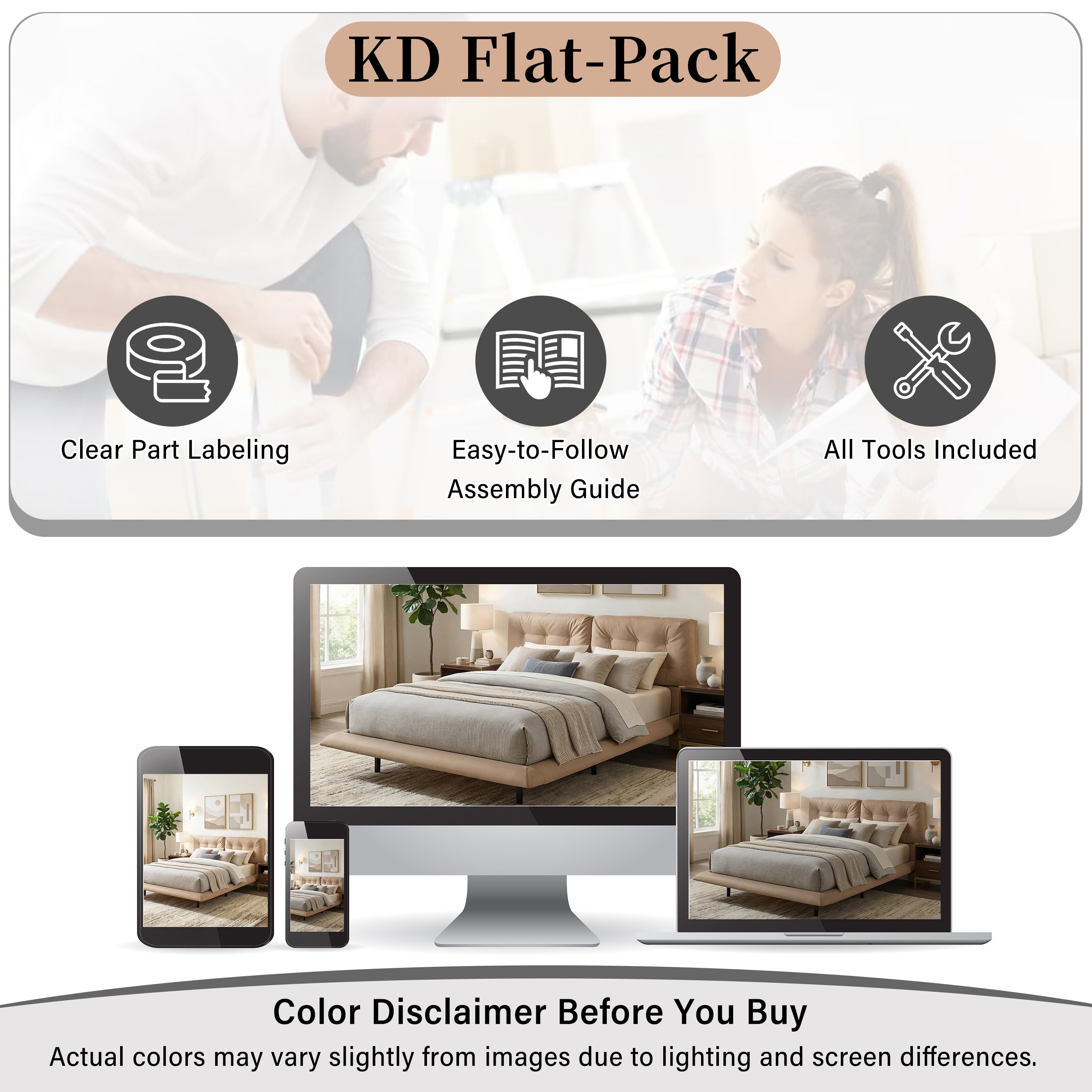 Queen Size Upholstered Floating Bed Frame with LED Lights
