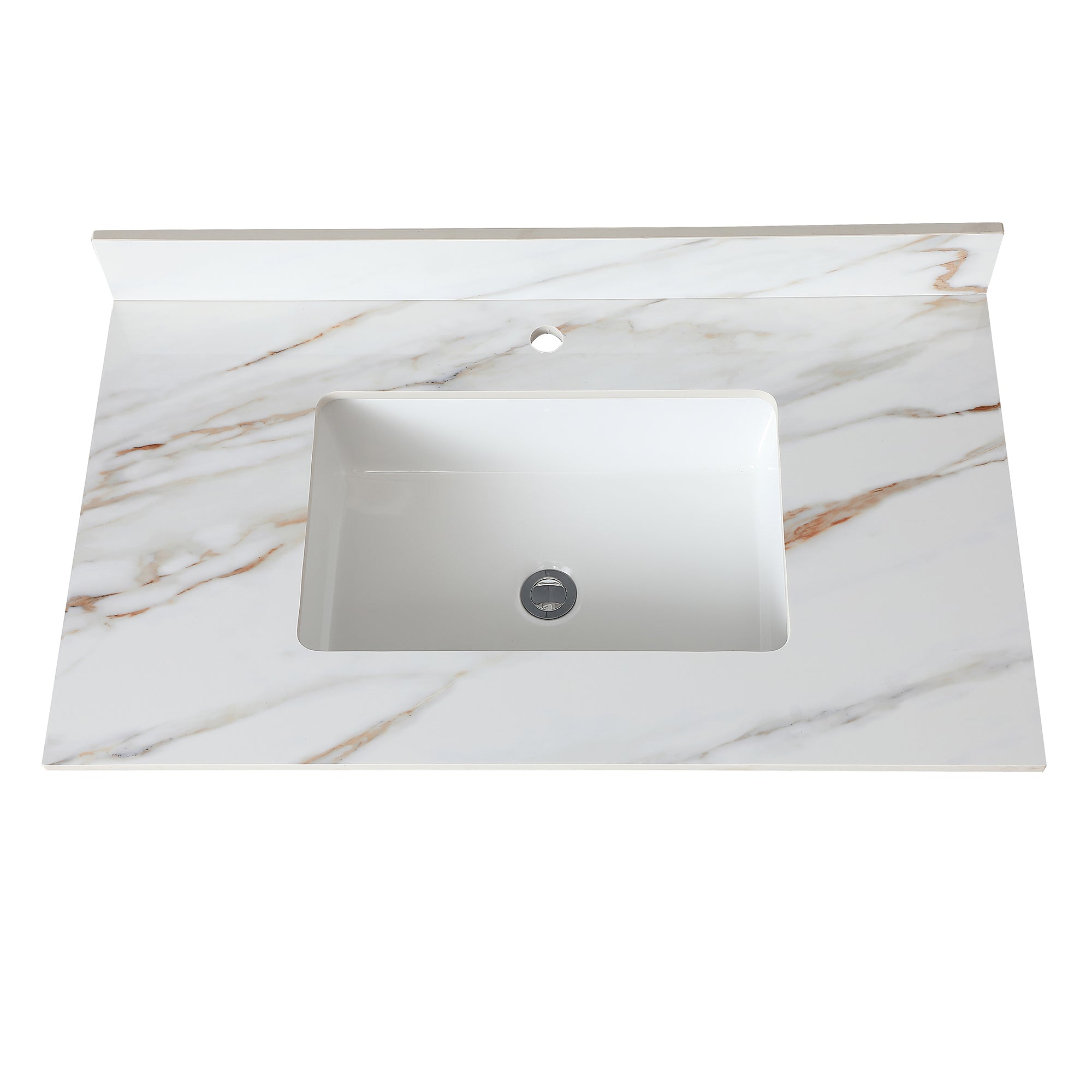 37 Inch Carrara Marble Vanity Top with Undermount Sink