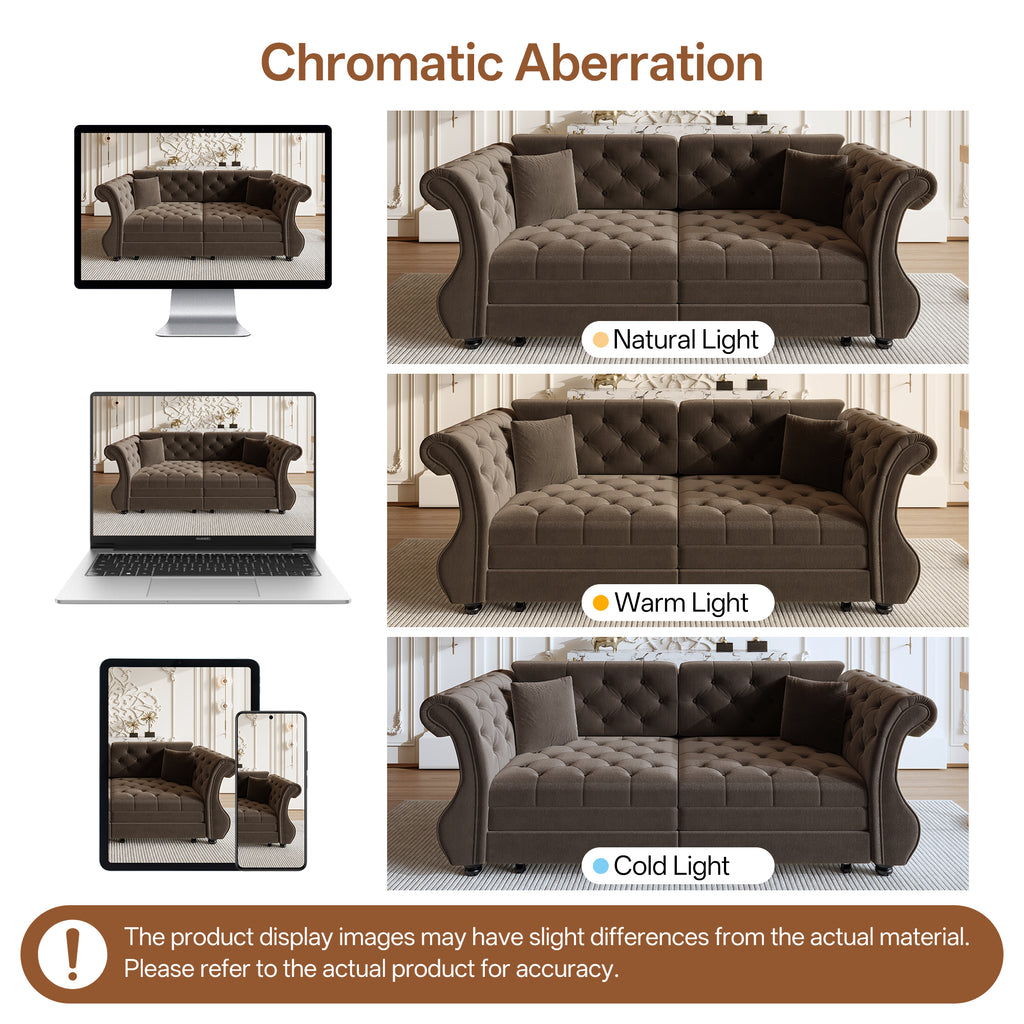83.8" Oversized Chesterfield Pull Out Sofa Bed