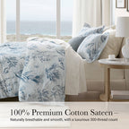 3-Piece King 100% Cotton Sateen Duvet Cover Set, Navy/Blue