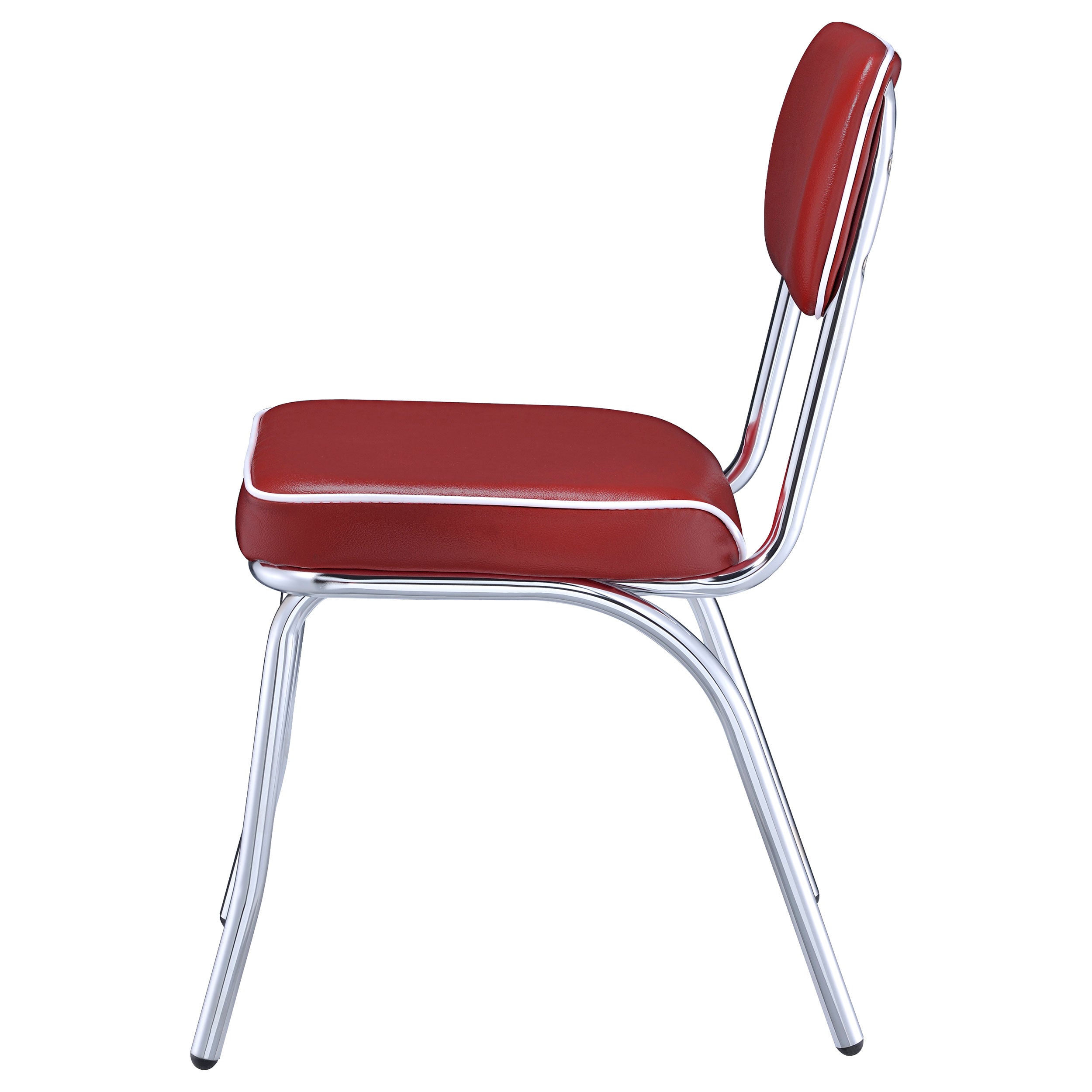Retro Chrome Dining Chairs Set of 2 in Red Faux Leather