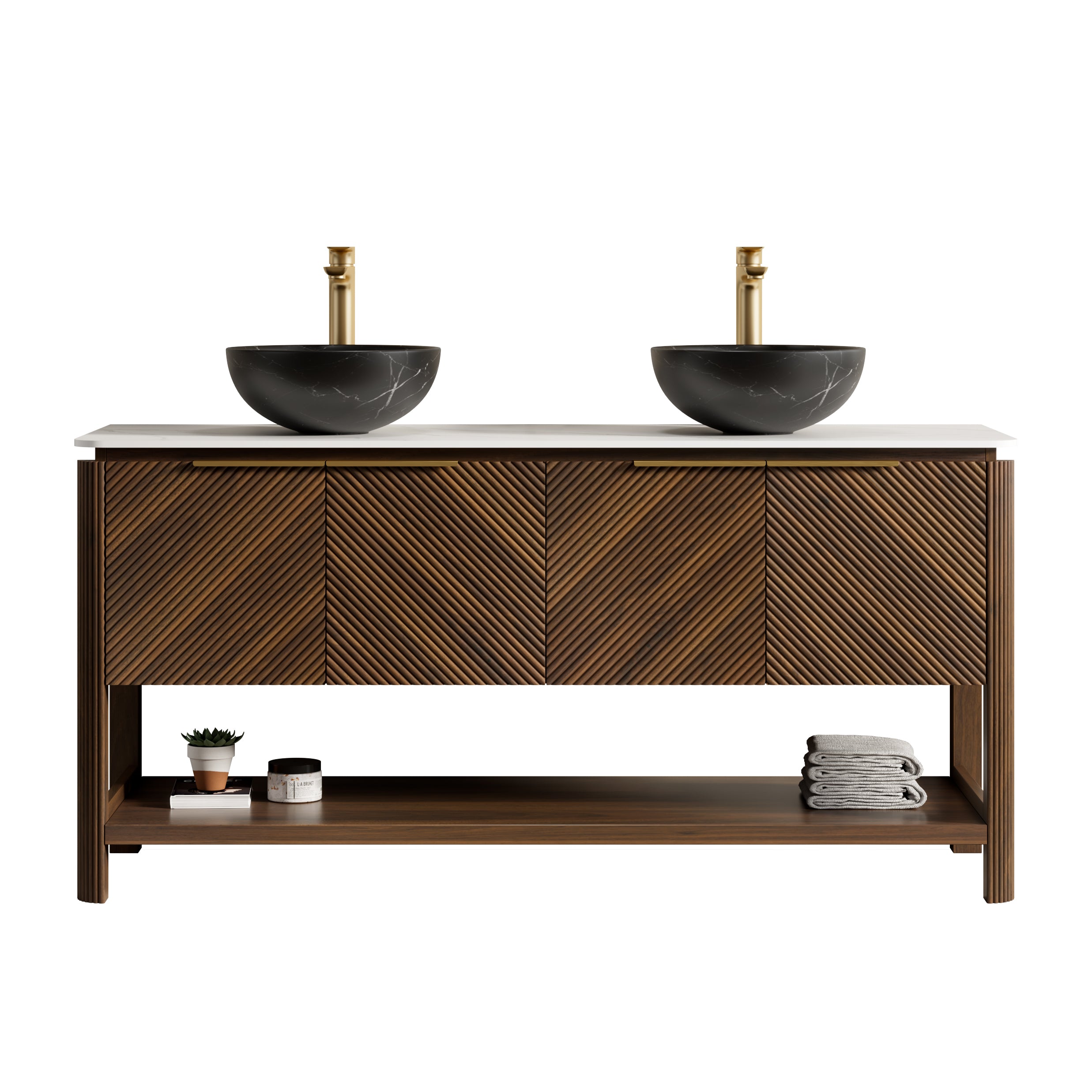 Indigo 60" Bathroom Vanity & Sink, Freestanding Plywood Storage Cabinet