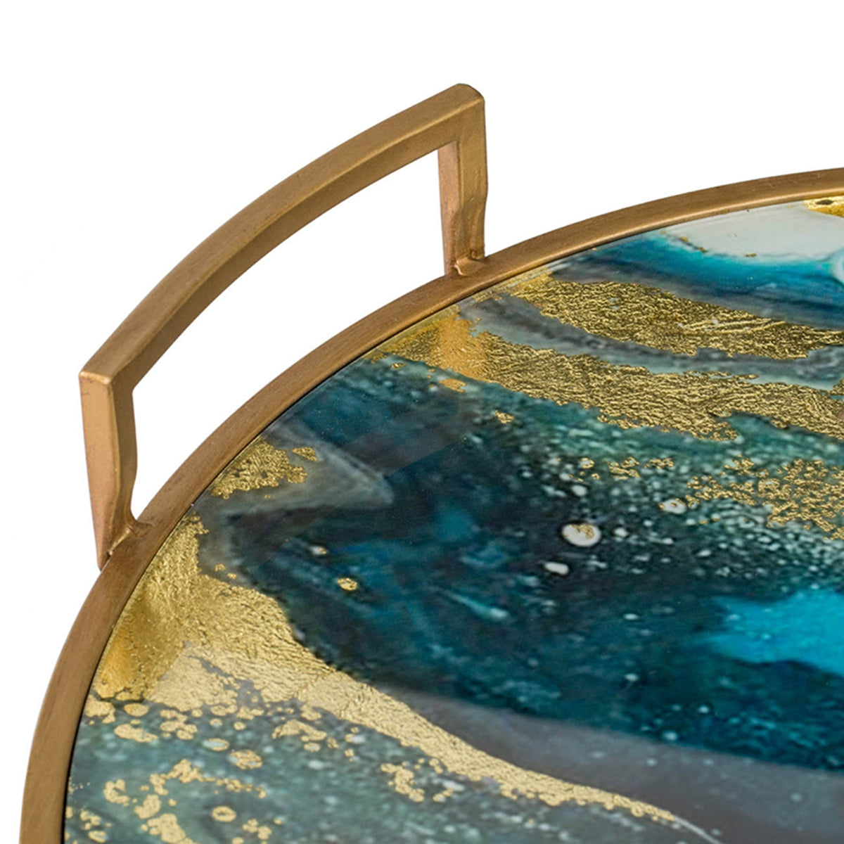 20.9 x 20.1 x 3.1" Round Accent Mirrored Tray