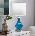 Jasmine 22" Contemporary Glass Accent Lamp in Clear Sapphire