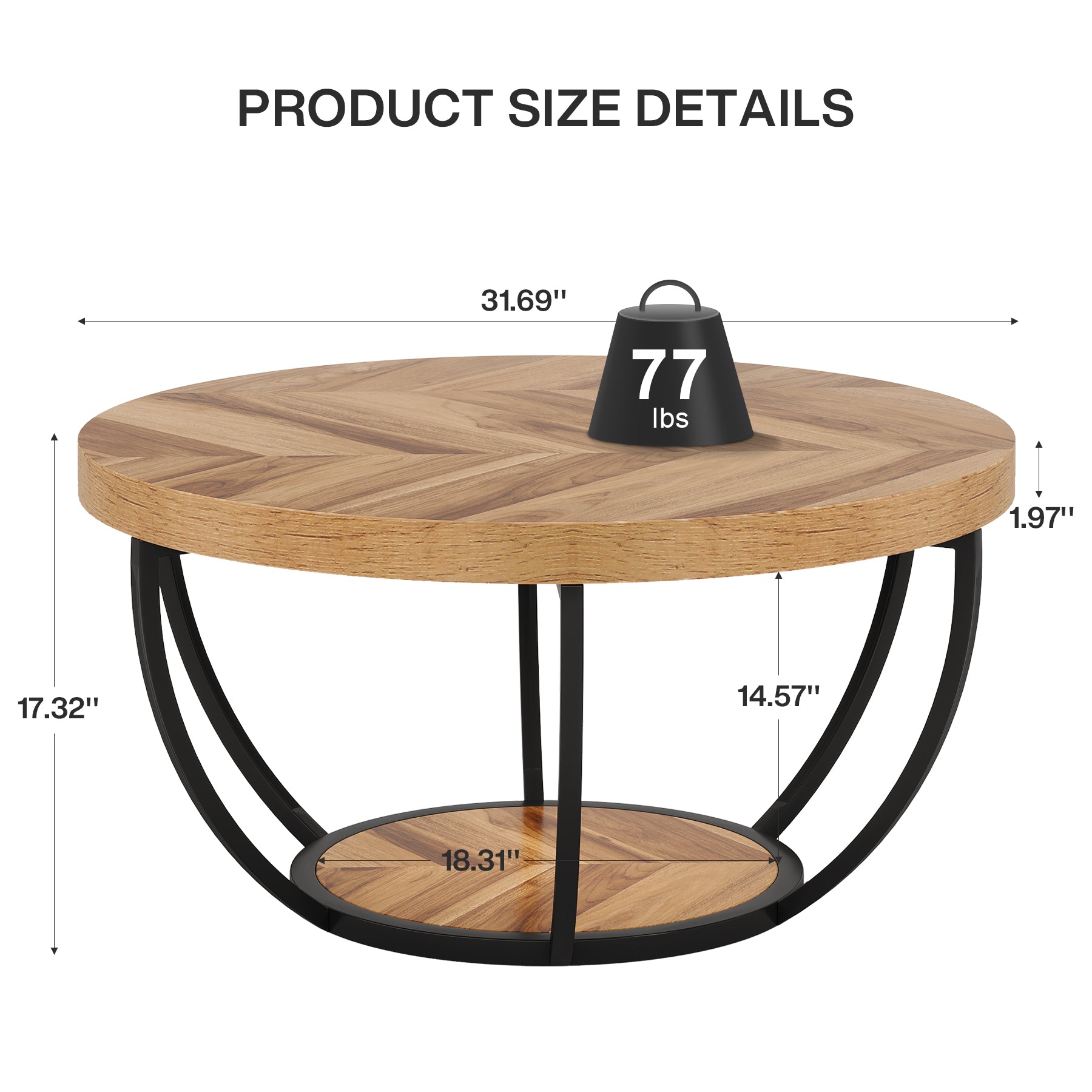 Round Coffee Table, 31.7"