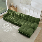 138" L Shaped Modern Sofa Modular Sectional Cloud Couch with Ottoman