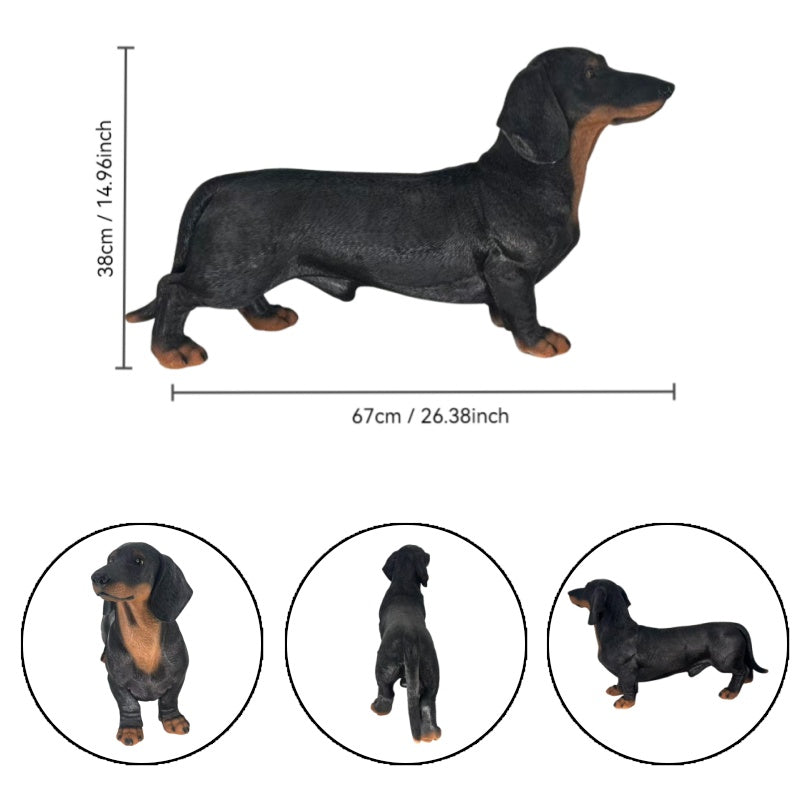 26 Inch Black and Tan Dachshund Statue