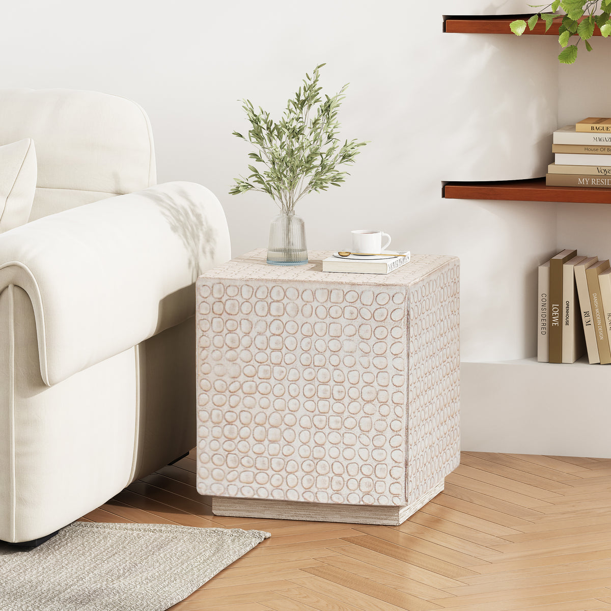 MGO Cube Side Table, 15-Inch, Antique Brown