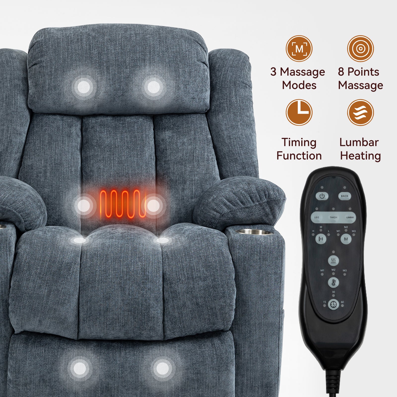 Up To 350 LBS Chenille Power Lift Recliner Chair