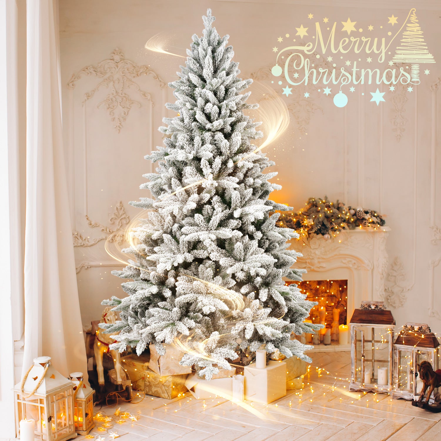 5ft Flocked Christmas Tree with 768 Tips