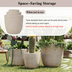 U_Style Lightweight Matte Textured MGO Outdoor Indoor Flower Pot Set