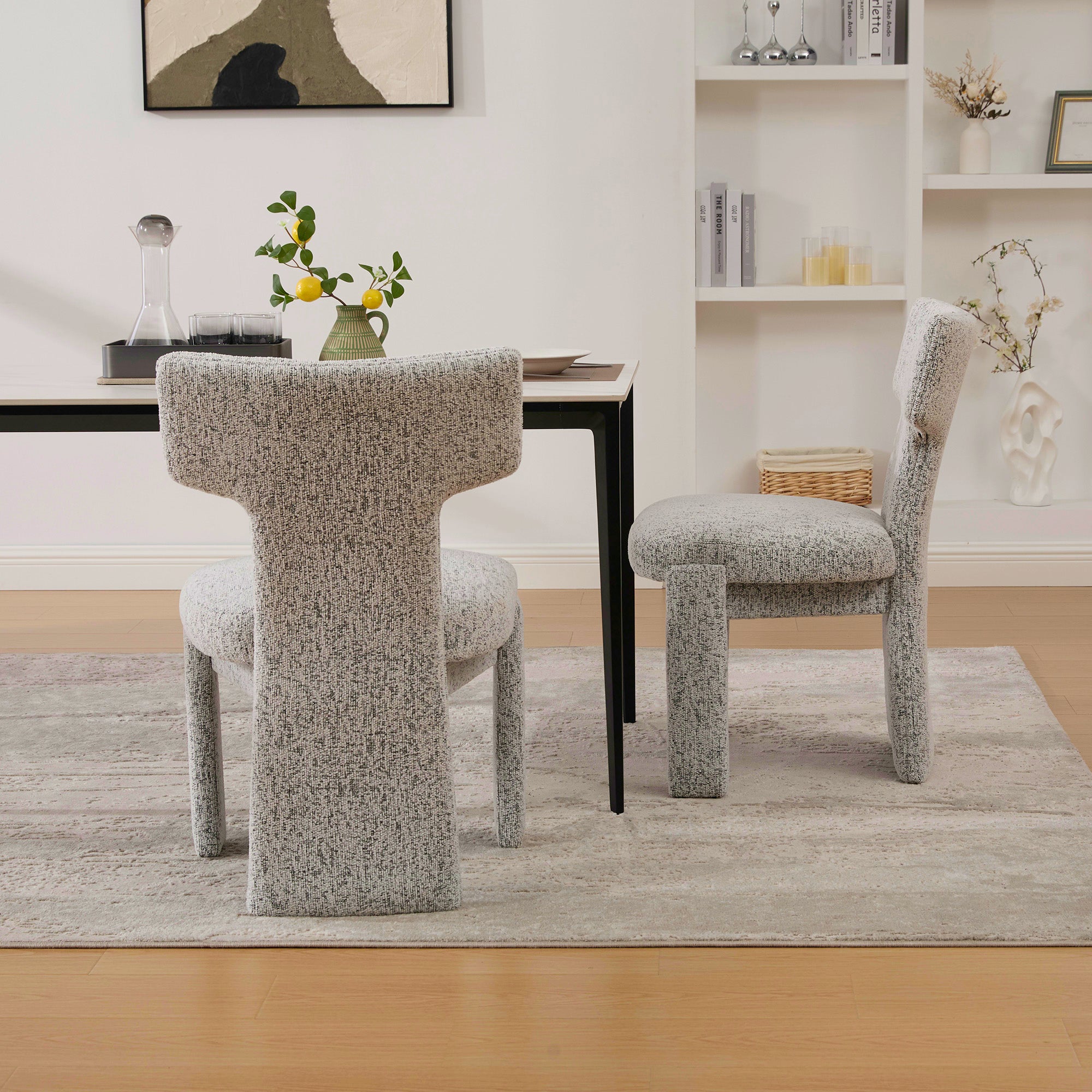 22.05" Wide Modern Upholstered Chenille Dining Chair Set of 2