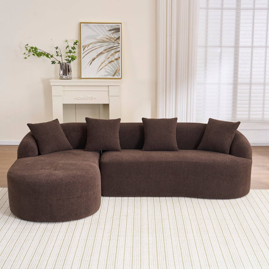Compression Sponge L-Shape Sectional Sofa with Curved Chaise