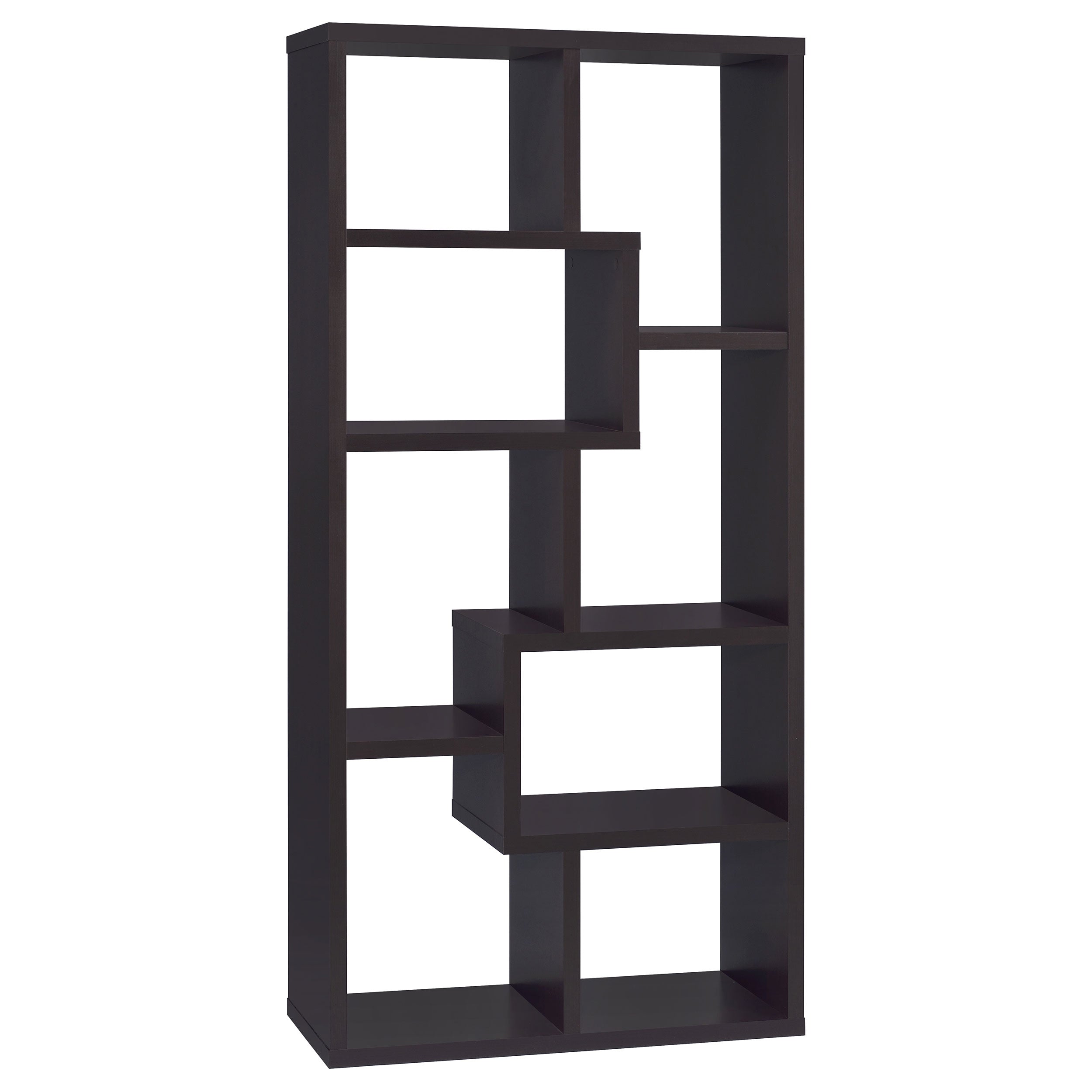 8-Shelf Cappuccino Geometric Bookcase
