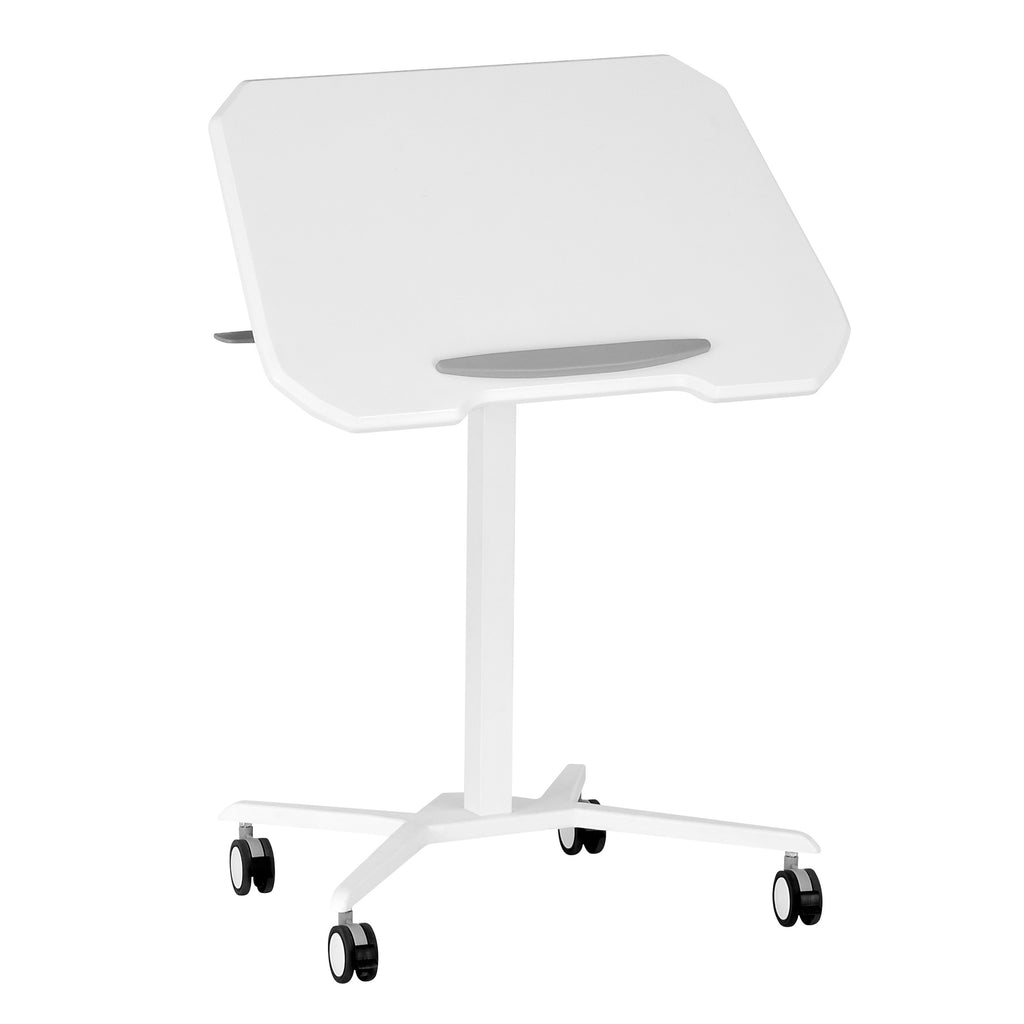 Techni Mobili White Sit to Stand Mobile Laptop Desk, Height Adjustable