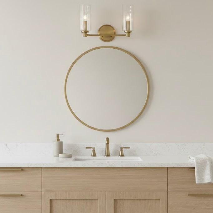 Regal Double Light Vanity With Clear Ribbed Glass - Satin