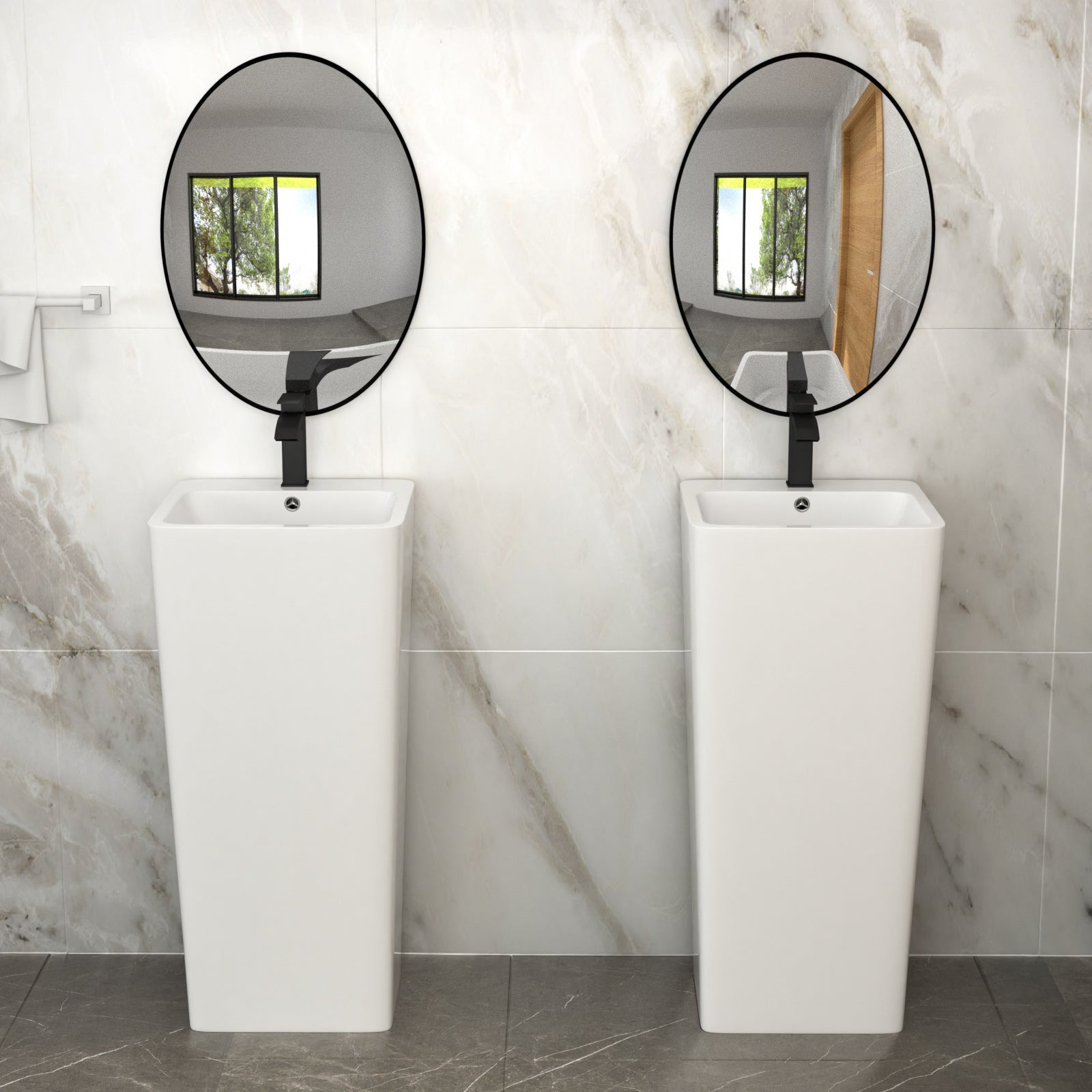 16" Classic Ceramic Bathroom Vanity Sink