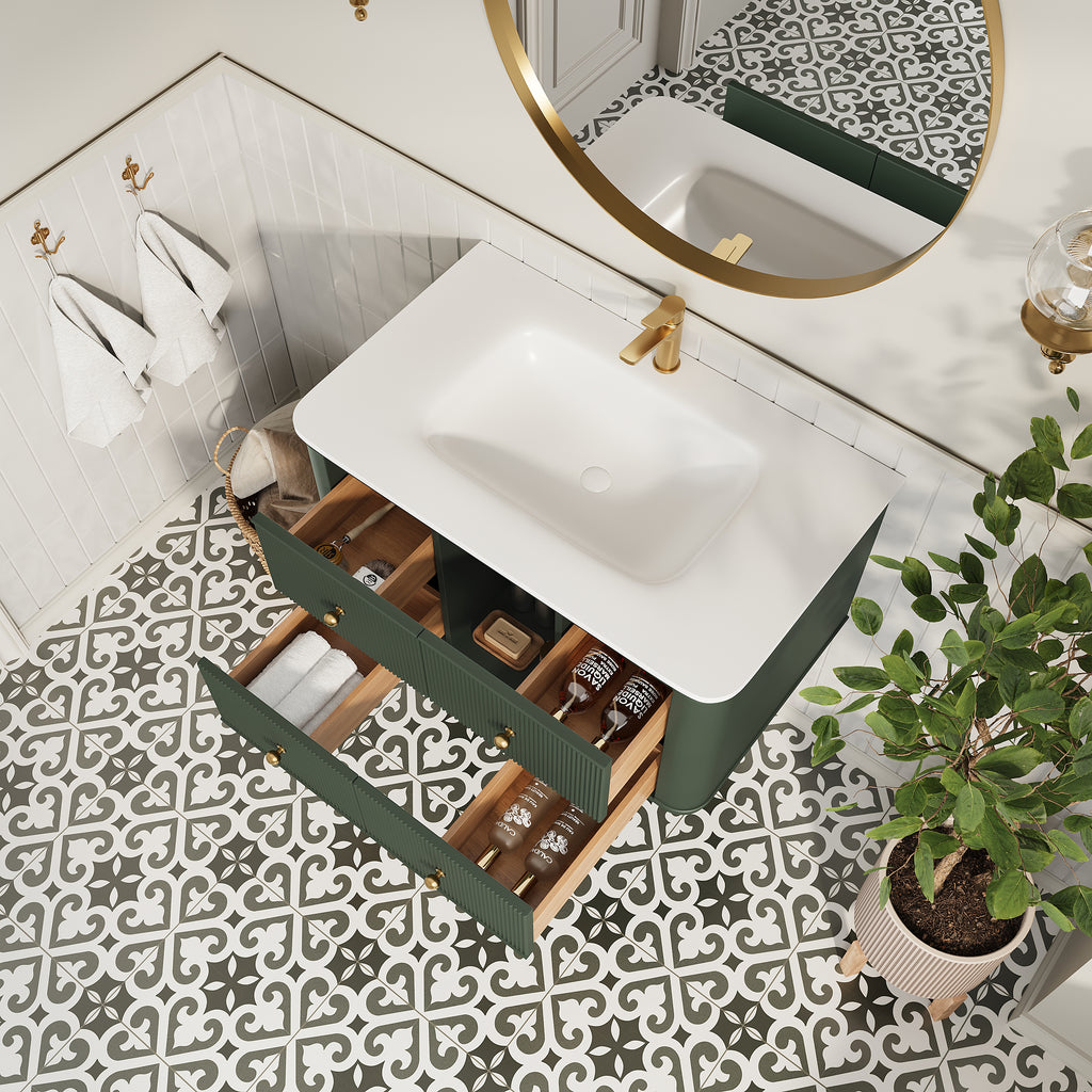 36" Wall Mounted & Floating Single Bathroom Vanity