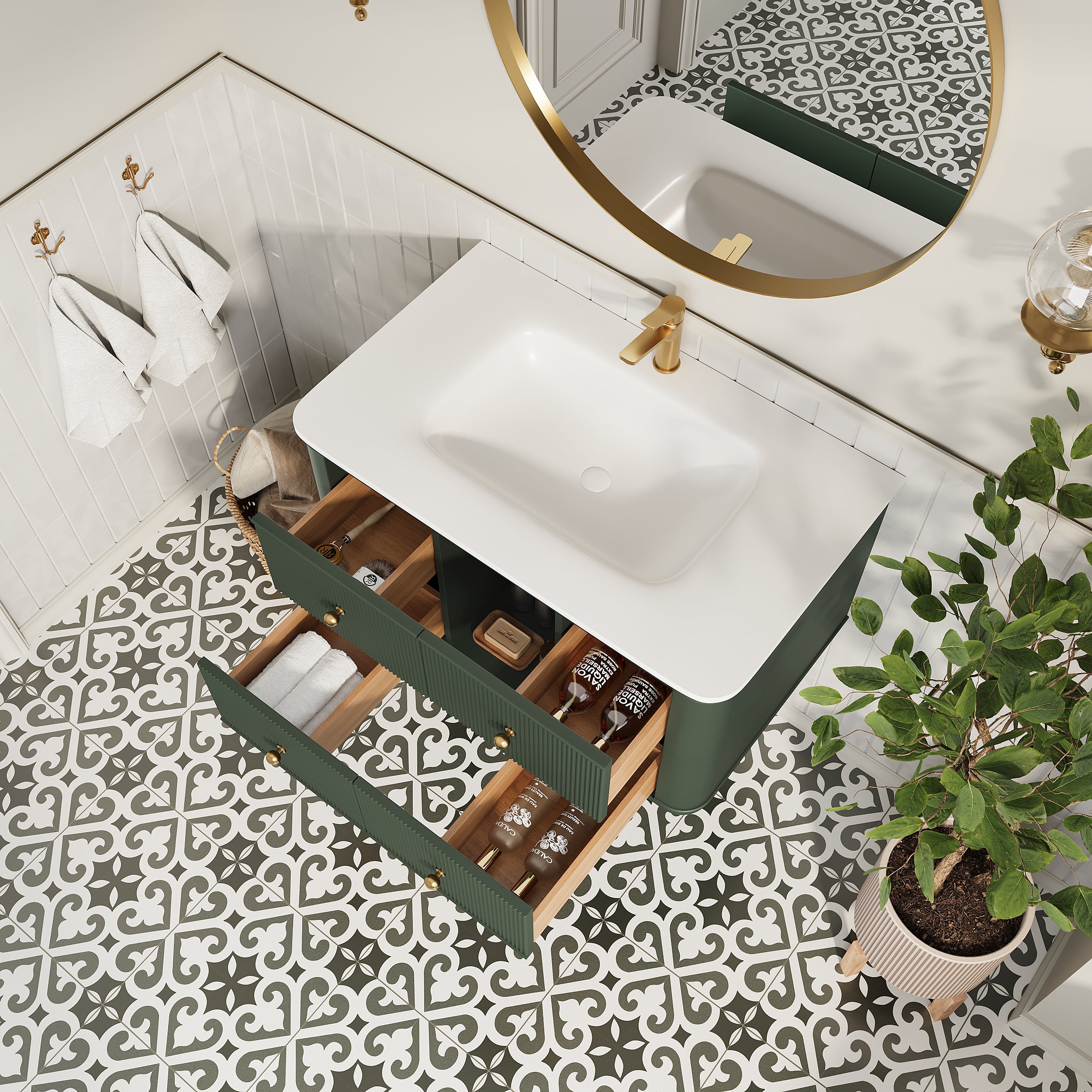 36" Wall Mounted & Floating Single Bathroom Vanity