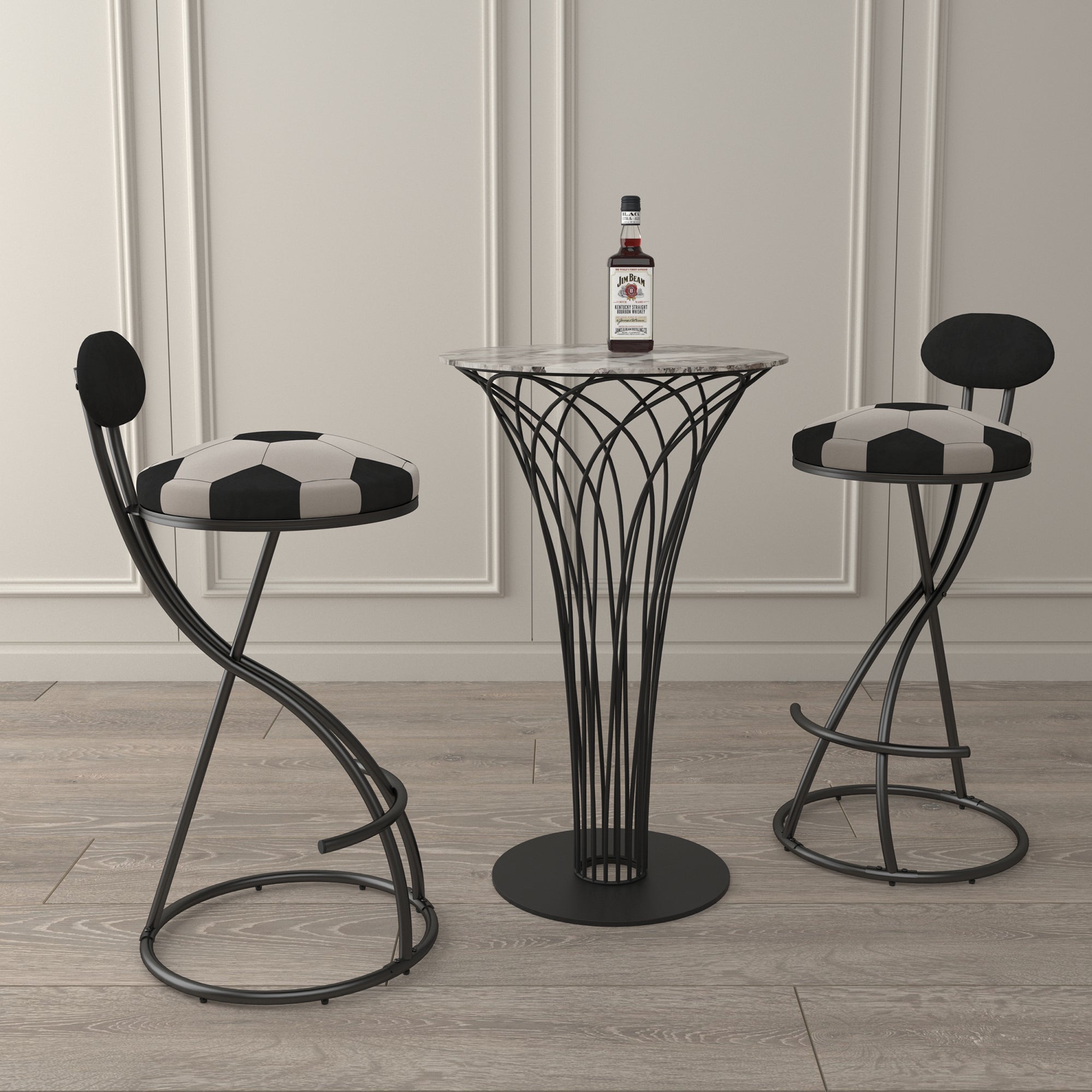 Upholstered S-Shaped Barstools Set of 2