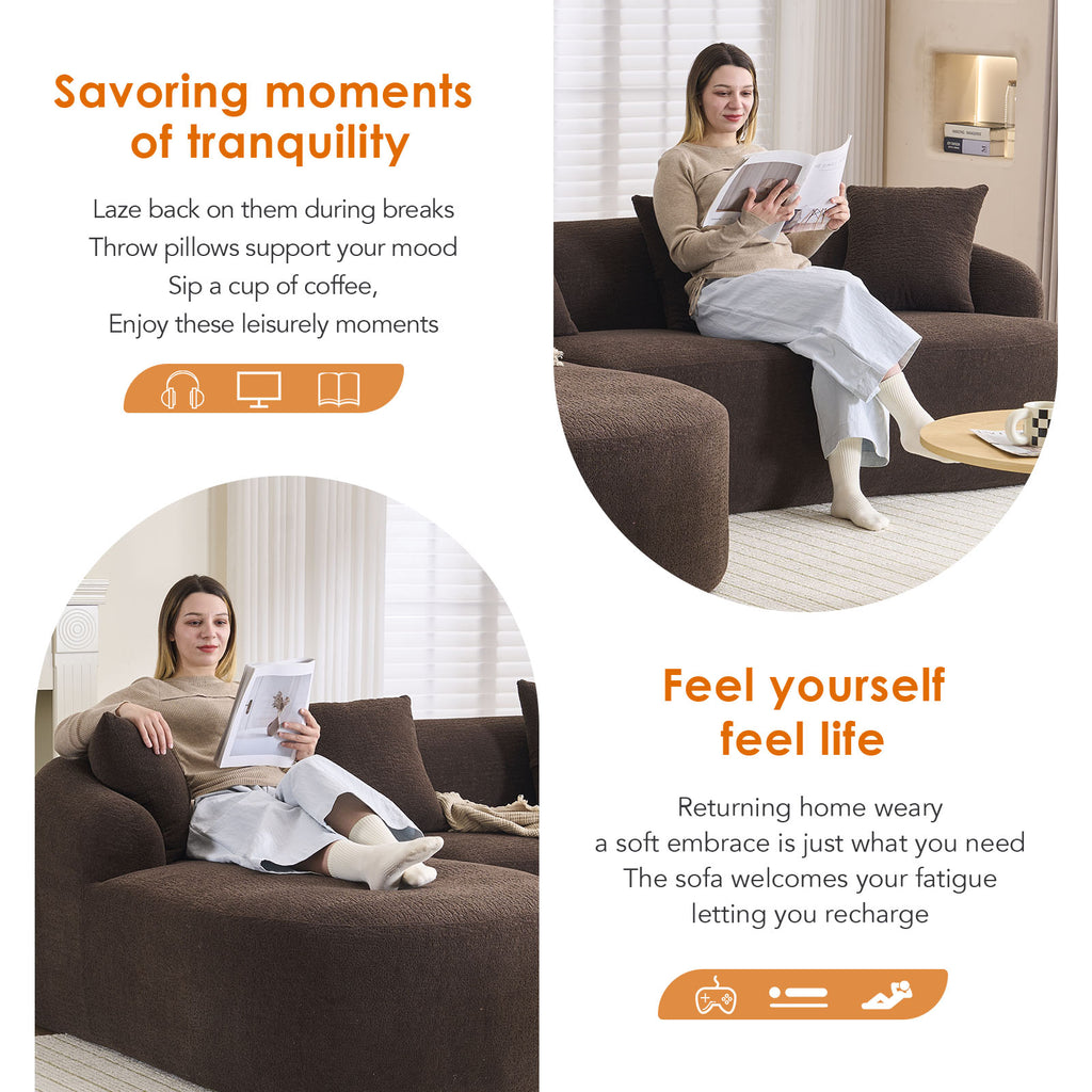 Compression Sponge L-Shape Sectional Sofa with Curved Chaise