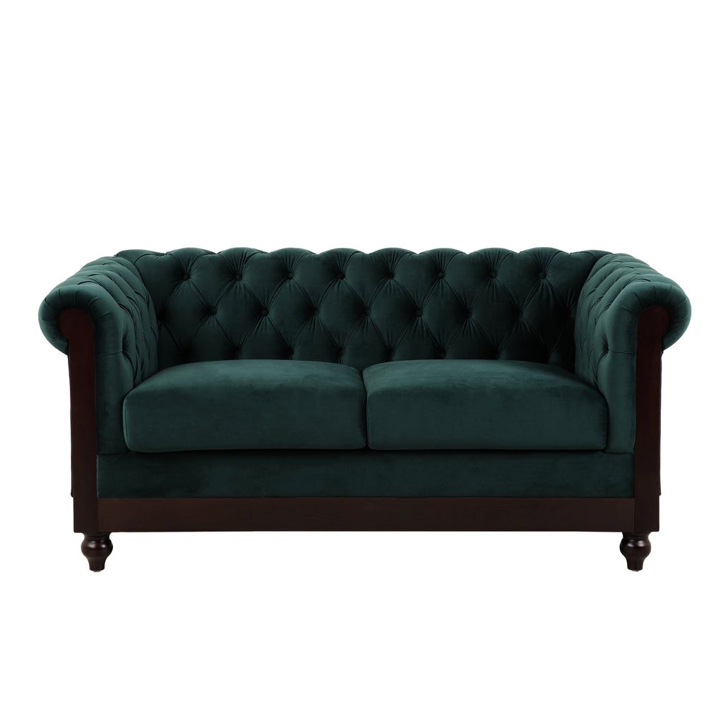 VIVALUX 59.44" Chesterfield Velvet Loveseat Sofa