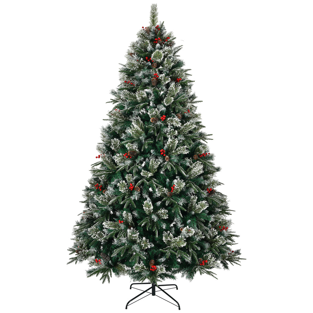 8-Foot Artificial Christmas Tree with Pinecones and Berries, Pre-Decorated, Green