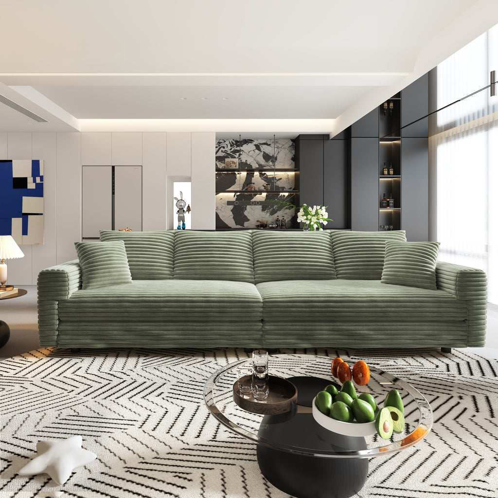 Plush Corduroy 4-Seat Sofa - Modern Comfy Upholstered Couch