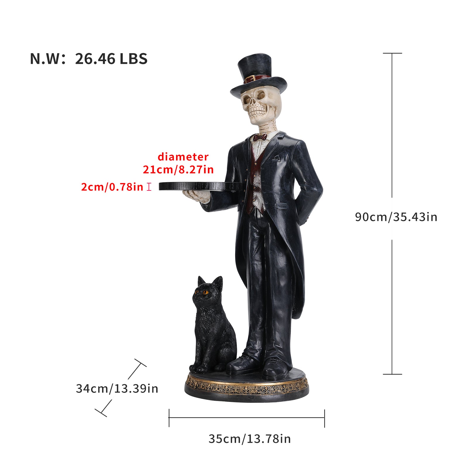 Halloween Skeleton Butler Floor Statue with Serving Tray