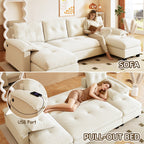 104.7" U-Shaped Sleeper Sofa with Pull Out Bed