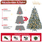 4FT Prelit Flocked Christmas Tree with Pine Needles & Eucalyptus Leaves
