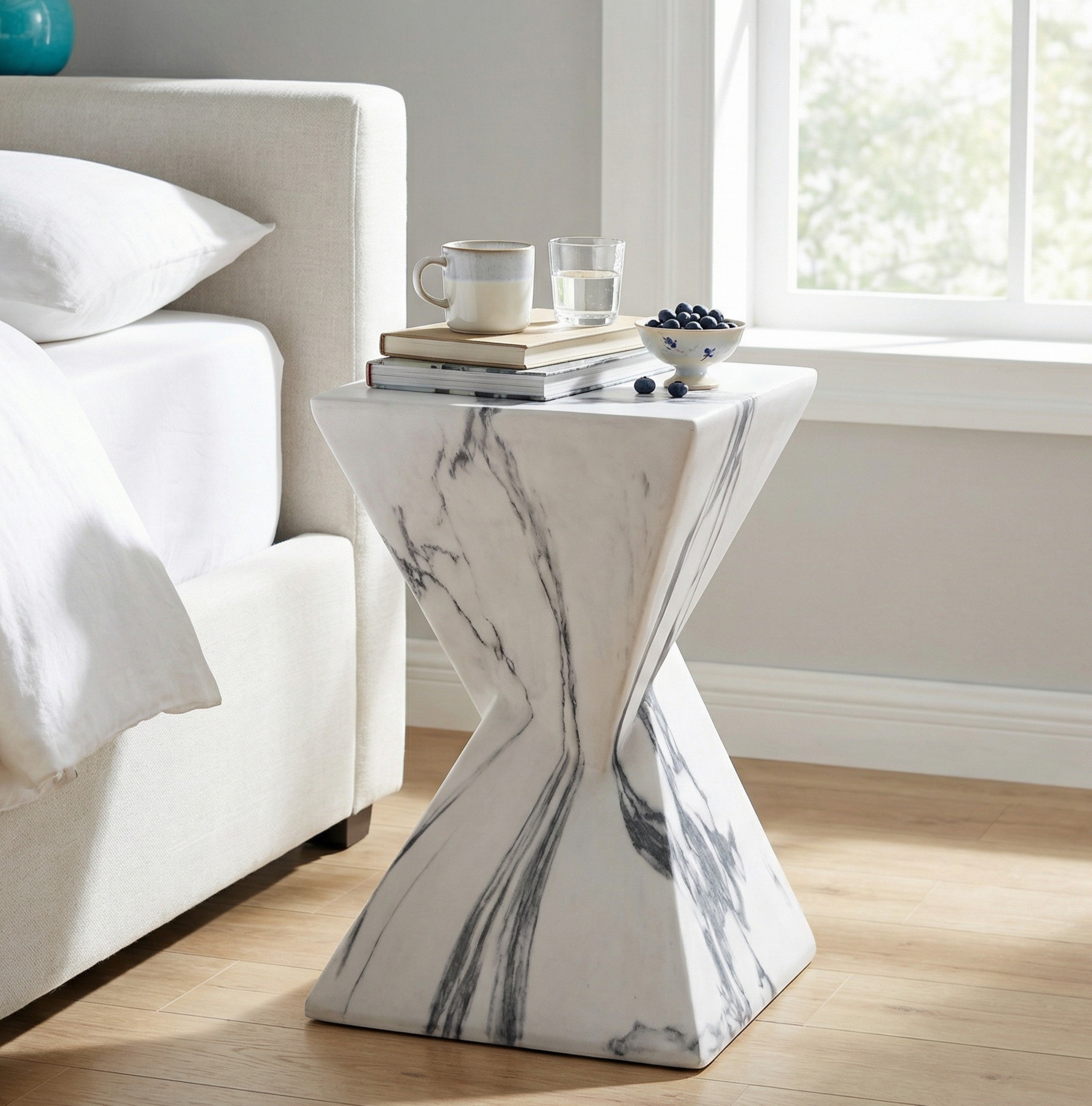 18.5"H Modern Outdoor Concrete Side Table