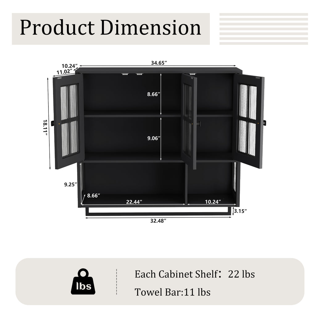 Bathroom Wall Cabinet with Open and Hidden Storage