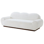 88 in. Round Arm Cloud Curved 3 Seater Modern Upholstered Chenille Sofa, Snow