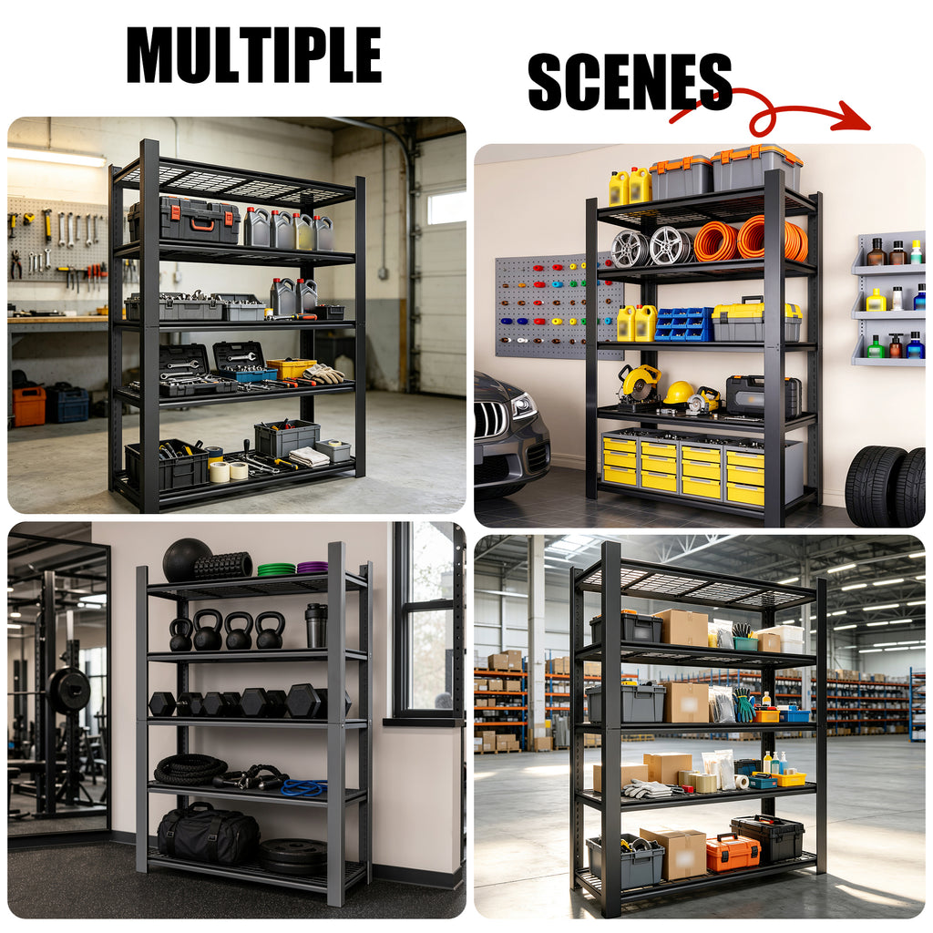 72"H 5-Tier Adjustable Heavy Duty Shelving Rack