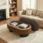 43.7" Oval Coffee Table With Hidden Storage
