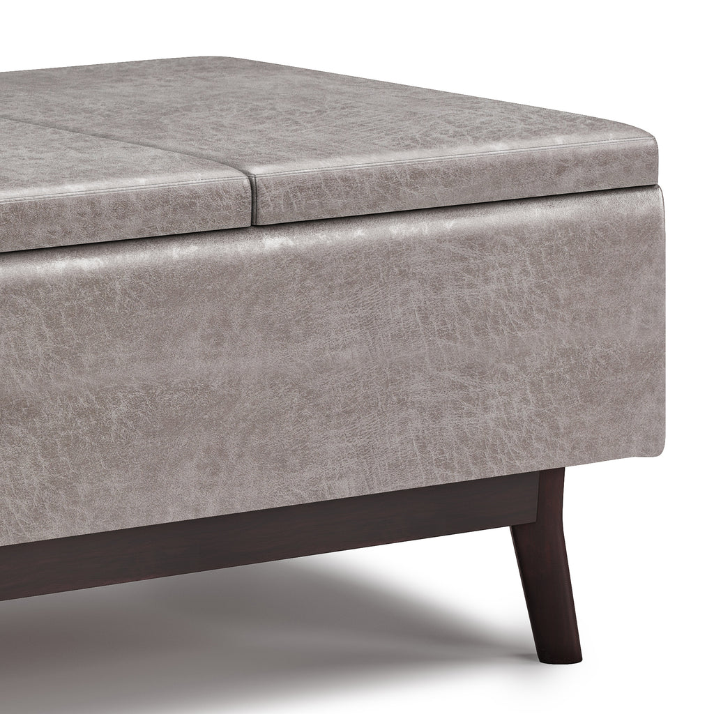 Owen 34 Inch Wide Tray Top Small Coffee Table Storage Ottoman