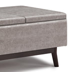 Owen 34 Inch Wide Tray Top Small Coffee Table Storage Ottoman