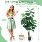 5FT Artificial Fiddle Leaf Fig Tree with Planter