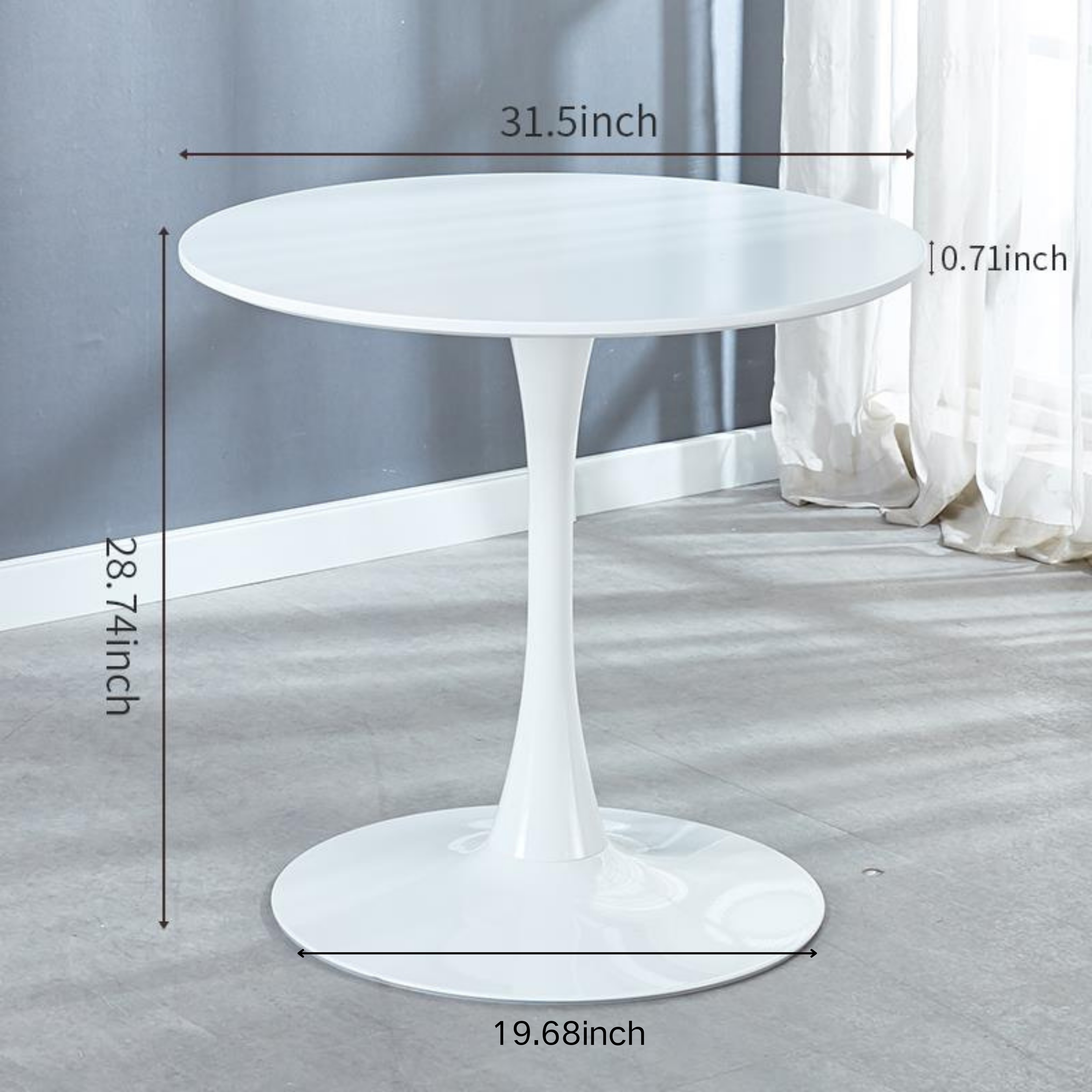 31.5" White COLOR TOP Tulip Table
