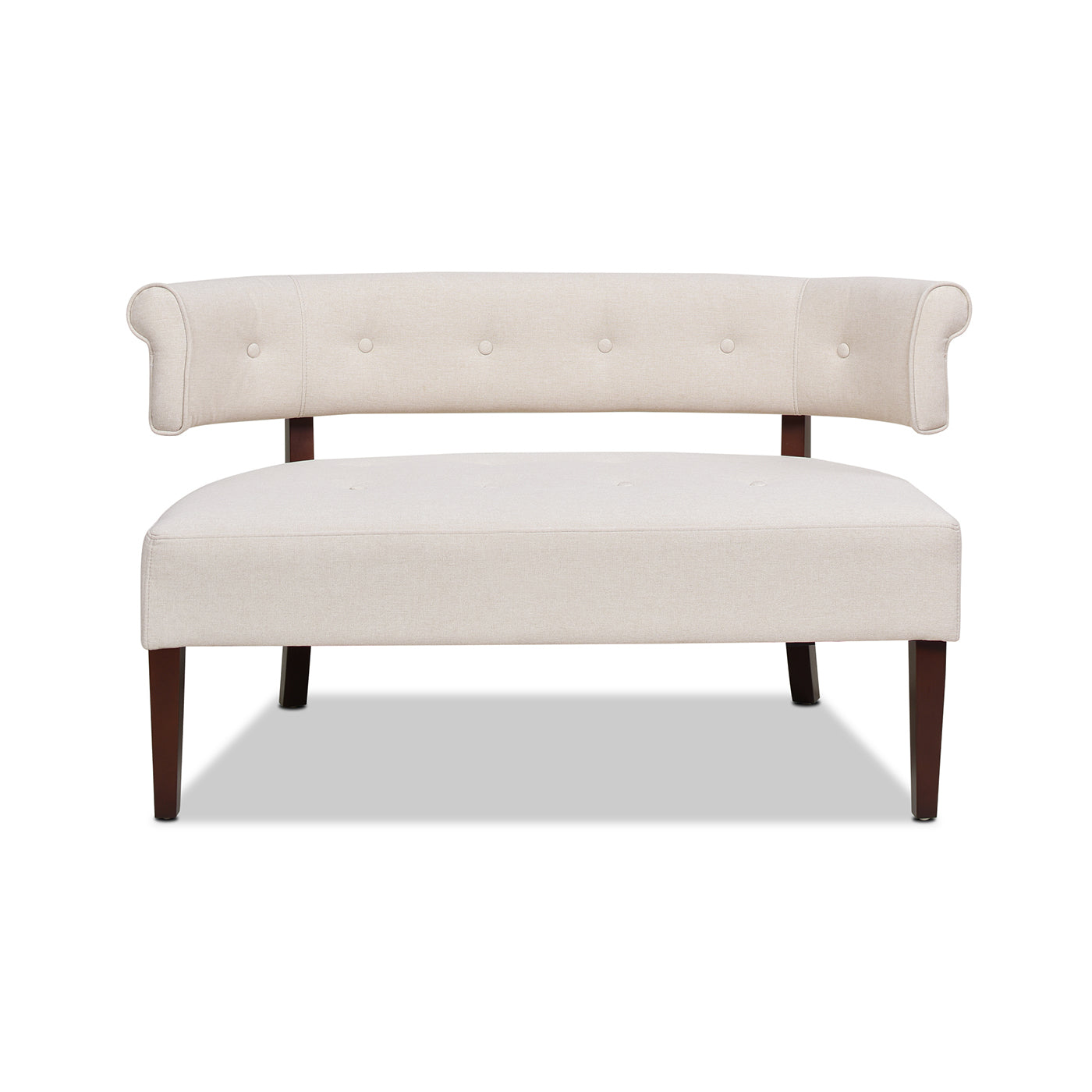 Jared Roll Arm Tufted Bench Settee, Sky Neutral