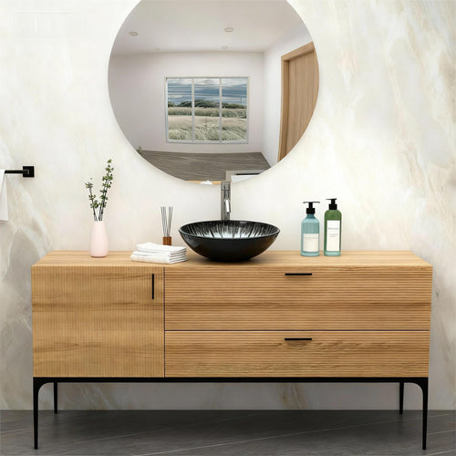 Artistic Tempered Glass Bathroom Vessel Sink