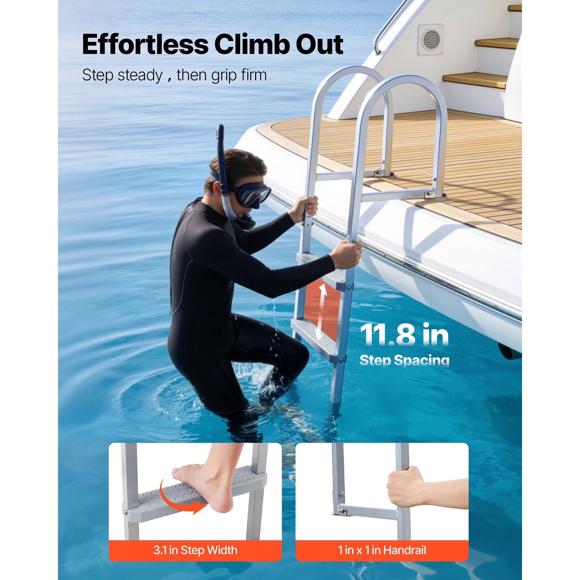 Removable Dock Ladder - 4 Steps for Boats and Pools